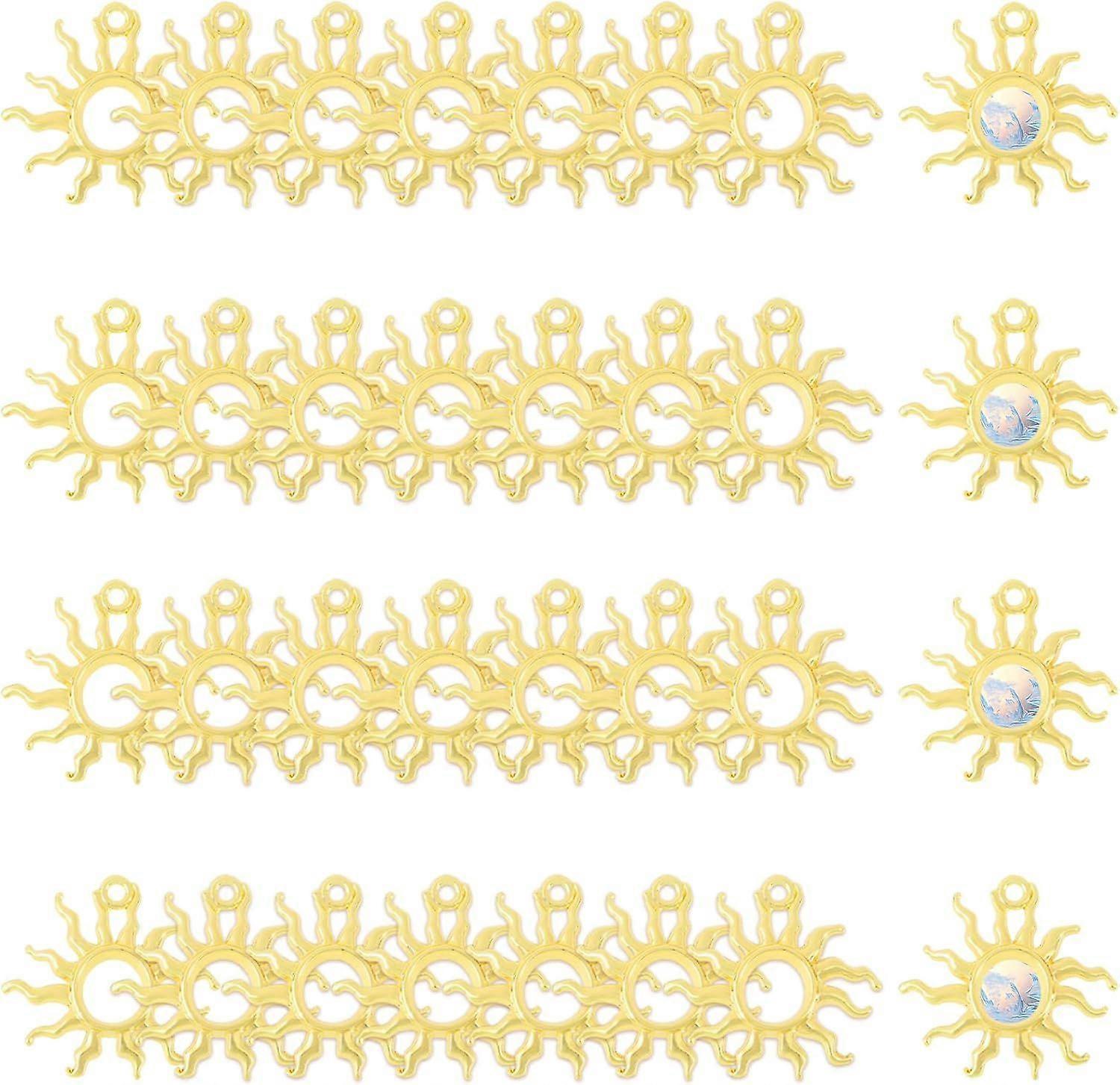 40Pcs Sun Open Back Bezel Pendants for Resin Crafts Alloy Hollow Frame Open Bezel Charms Resin Craft Bezels Hollow Pendant Frame for UV Resin Necklace