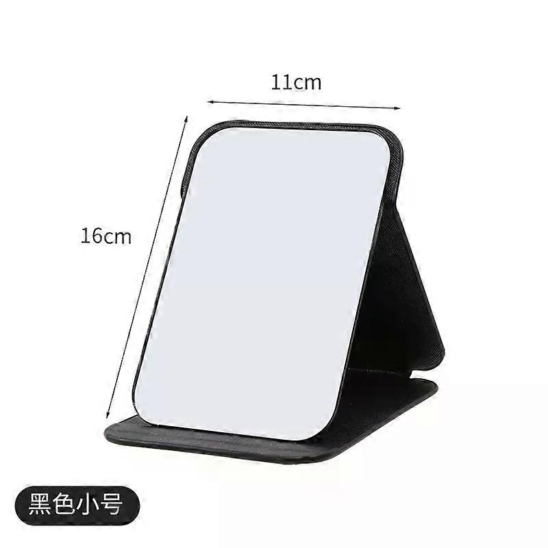 Desktop Makeup Mirror Solid Color PU Leather Simple Portable Handheld Makeup Mirror Foldable Student Compact Cute Pocket Mirror