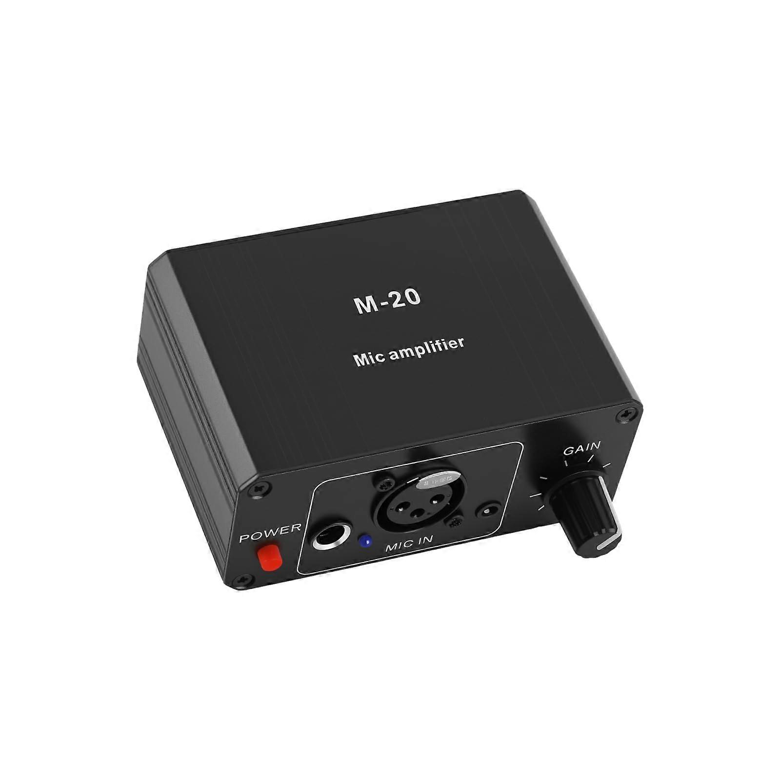 Microphone Preamp with 20dB Clean Gain, 48V Phantom Power, Low Noise XLR Mic Booster for Dynamic and Condenser Mics