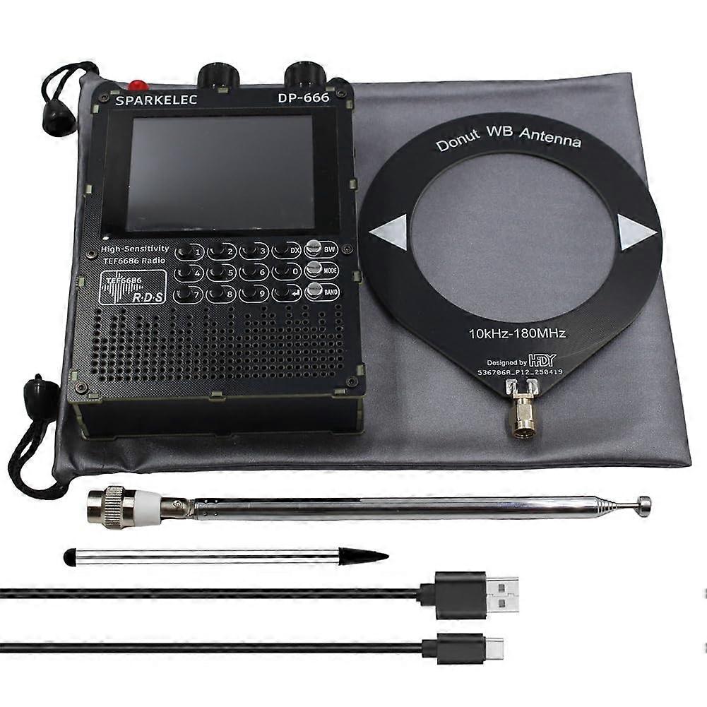 Full Band Radio 2.8Inch IPS Touch Screen  Sensitivity FM AM LW MW SW Shortwave Black