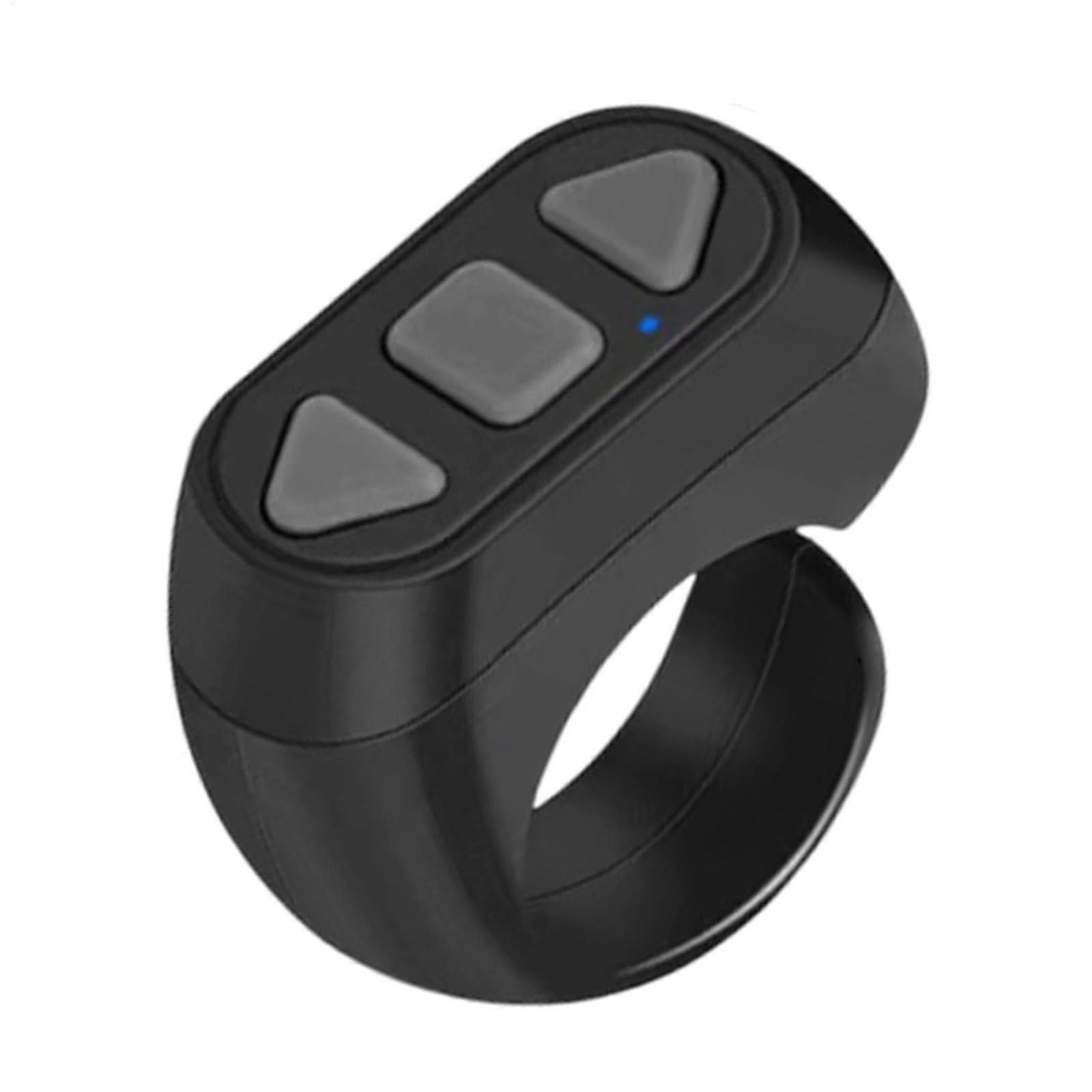 Smart Ring Remote Control with 3 Keys, Bluetooth Camera and Media Clicker for Presentation, Black