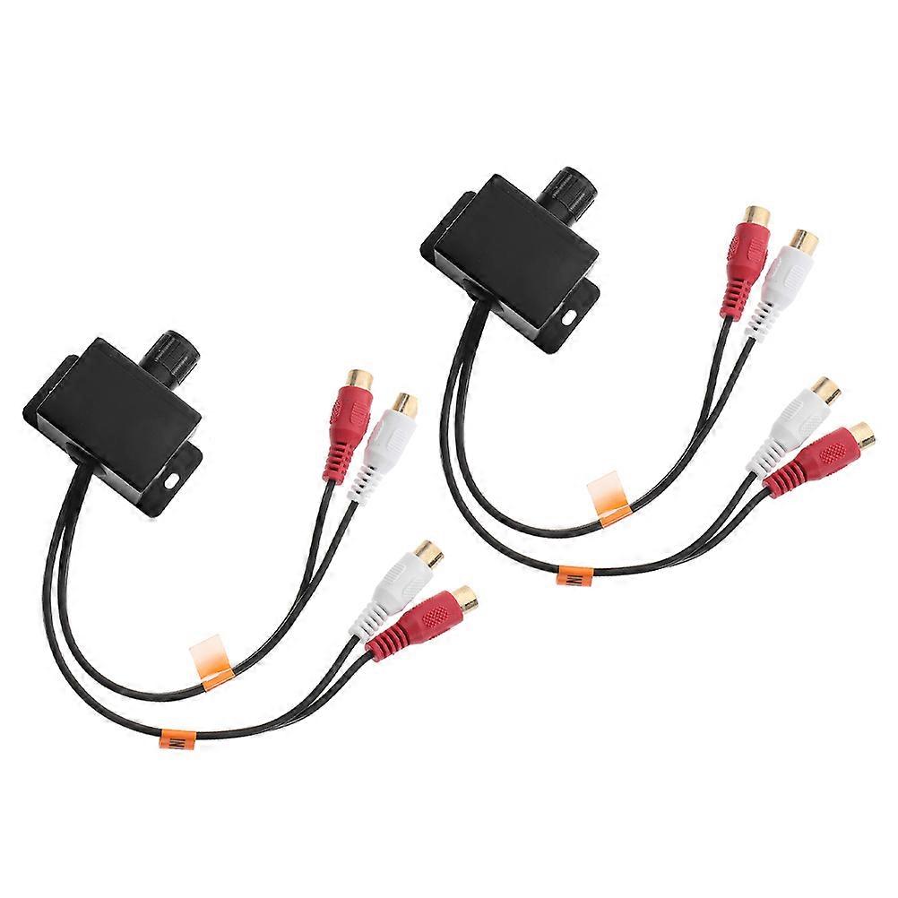 2Pcs Universal Car Rca Audio Regulator for Adjustment with Volume Control Knob