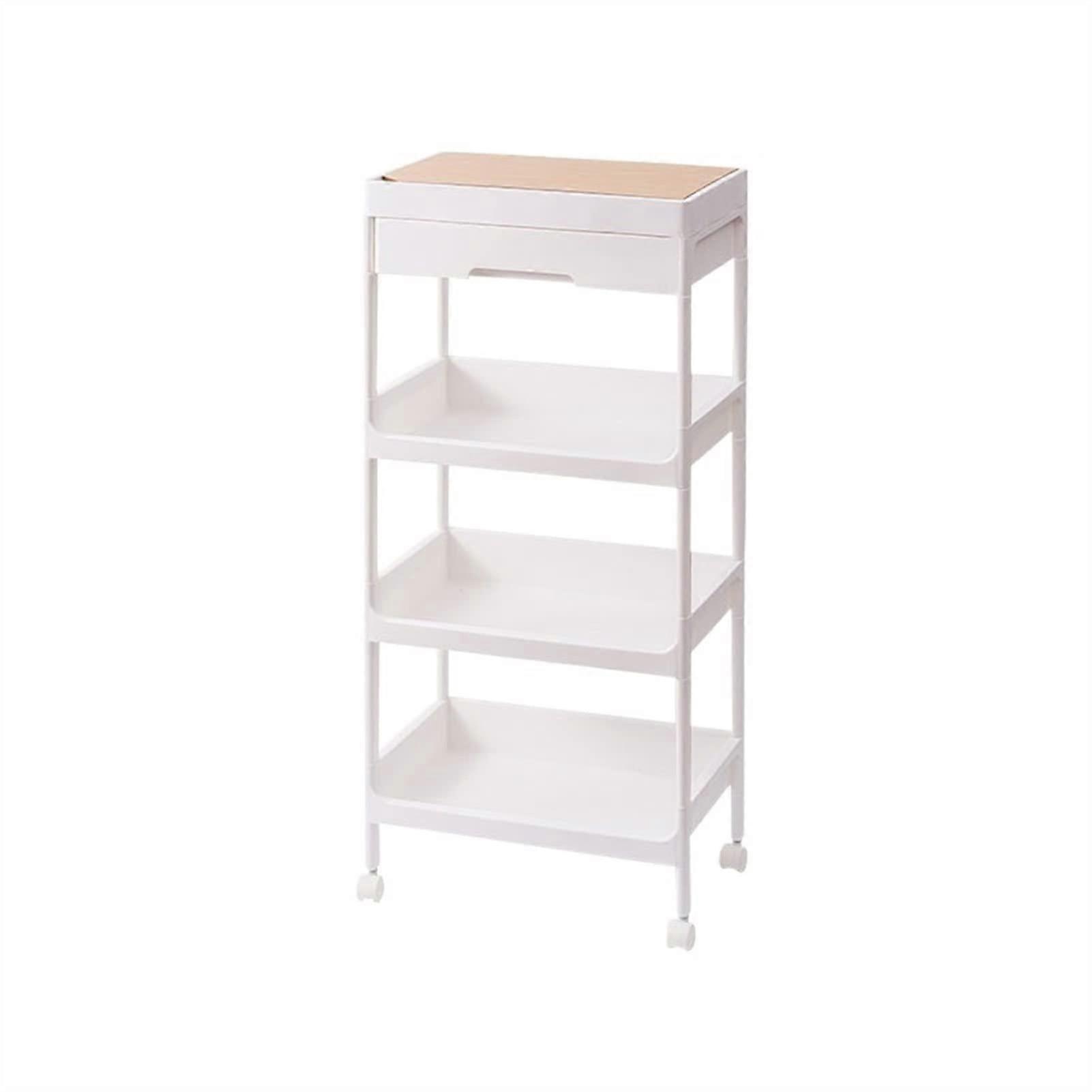 4Tier Kitchen Storage Rack with Wheels, MultiLayer Rolling Organizer Cart for Indoor Use
