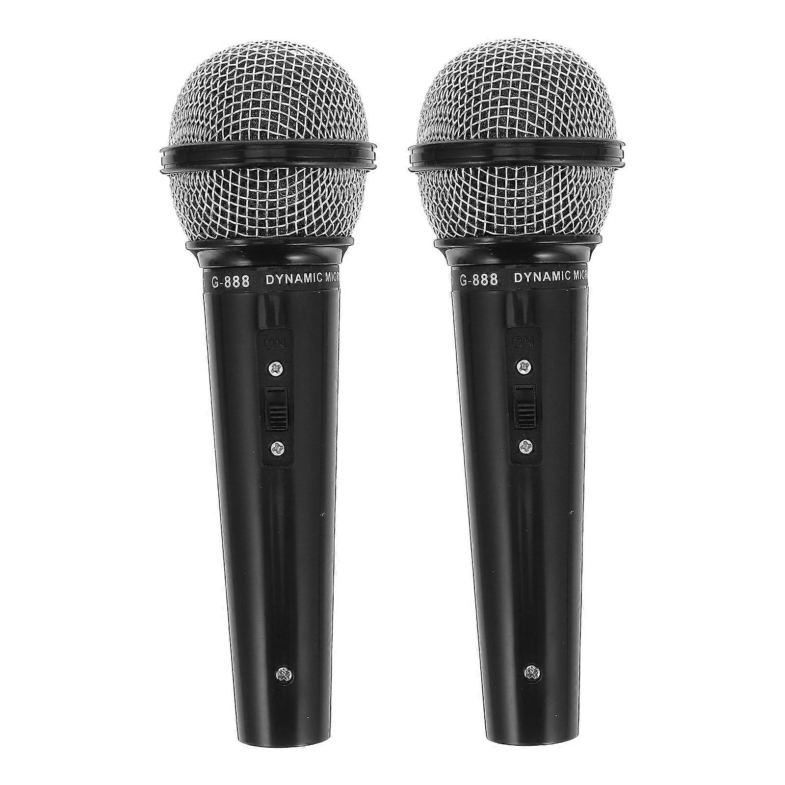 Plastic Microphone Toy Simulation Microphone Models for Kids Play 2Pcs Black