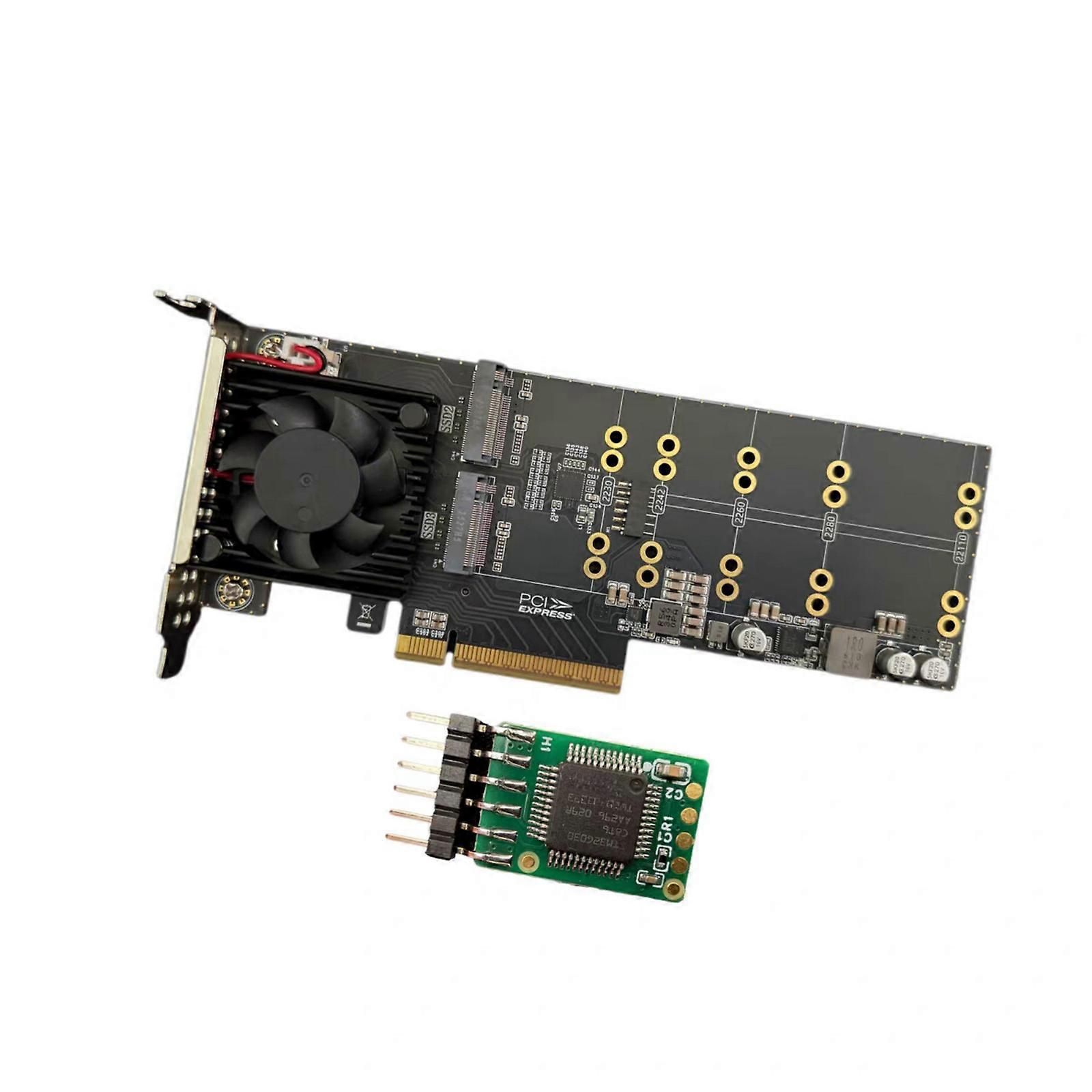 PLX8747 4 Bay PCIExpress NVMe Adapter Shared 4x Bandwidth For Solid Disk Performances Testing GPU Expansion Multicolor