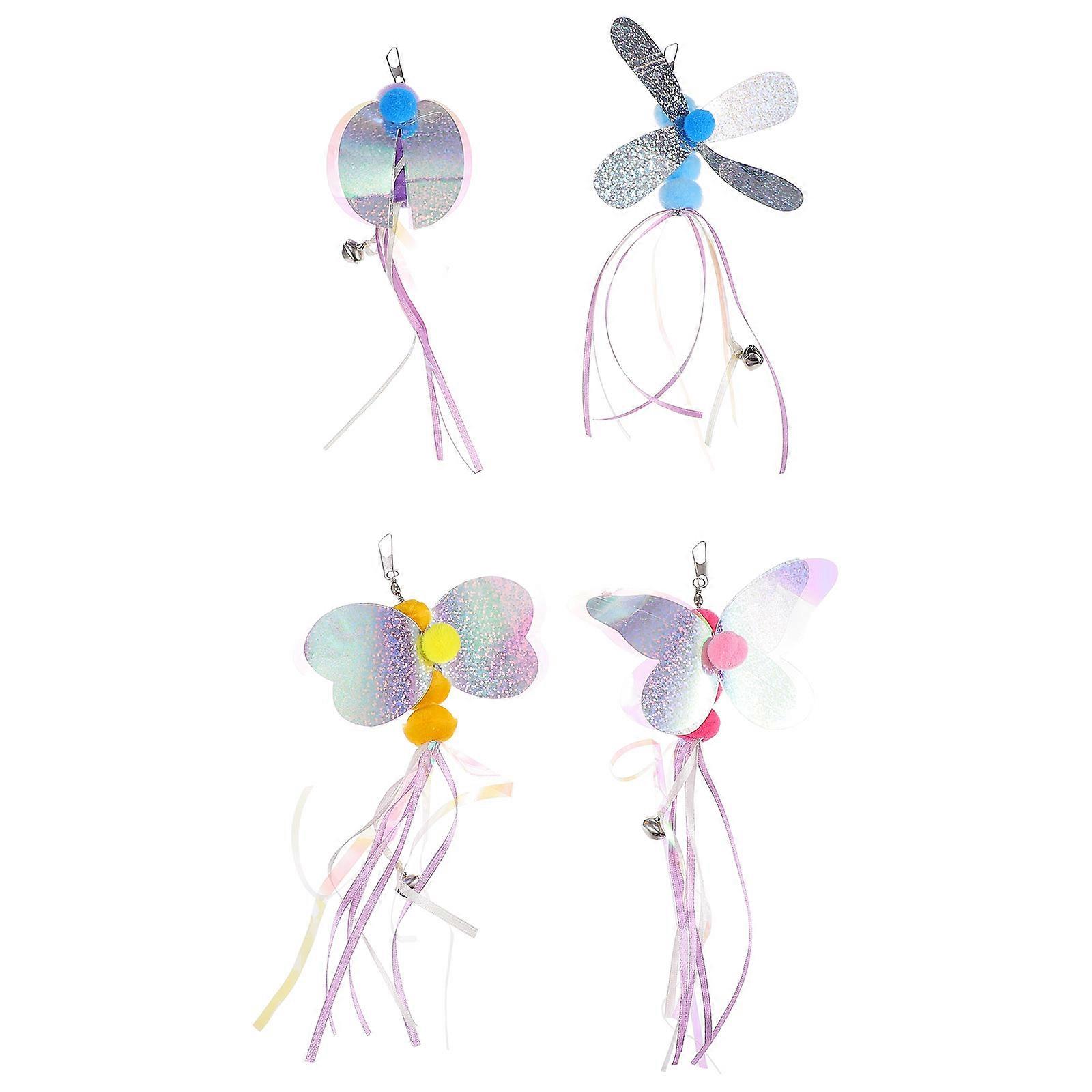 Assorted Color Cat Teaser Wands for Interactive Play 4Pcs Set