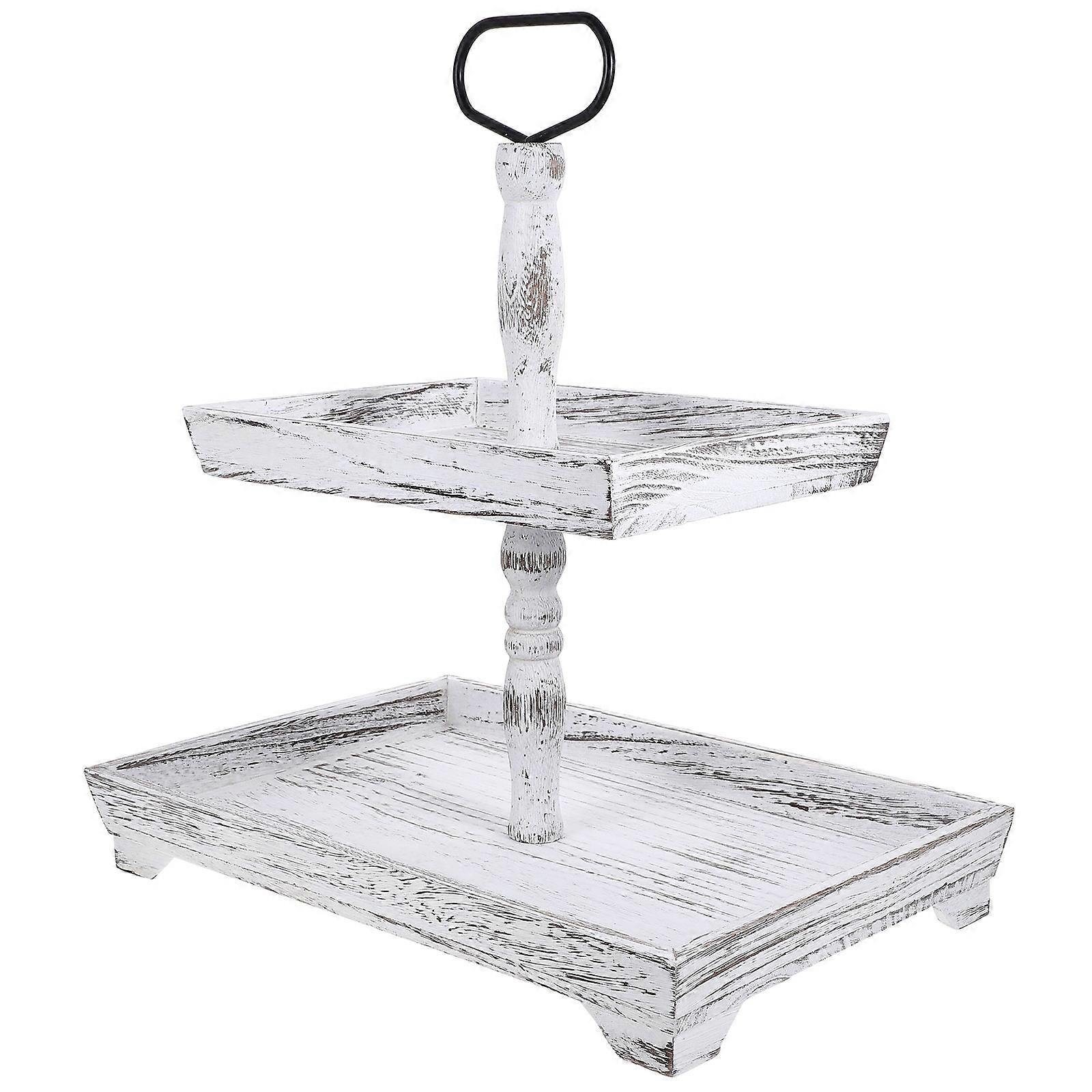 Multi-Function Cupcake Stand 2-Tier Tray Storage Holder Rectangular Shape For Parties And Events 1Pcs