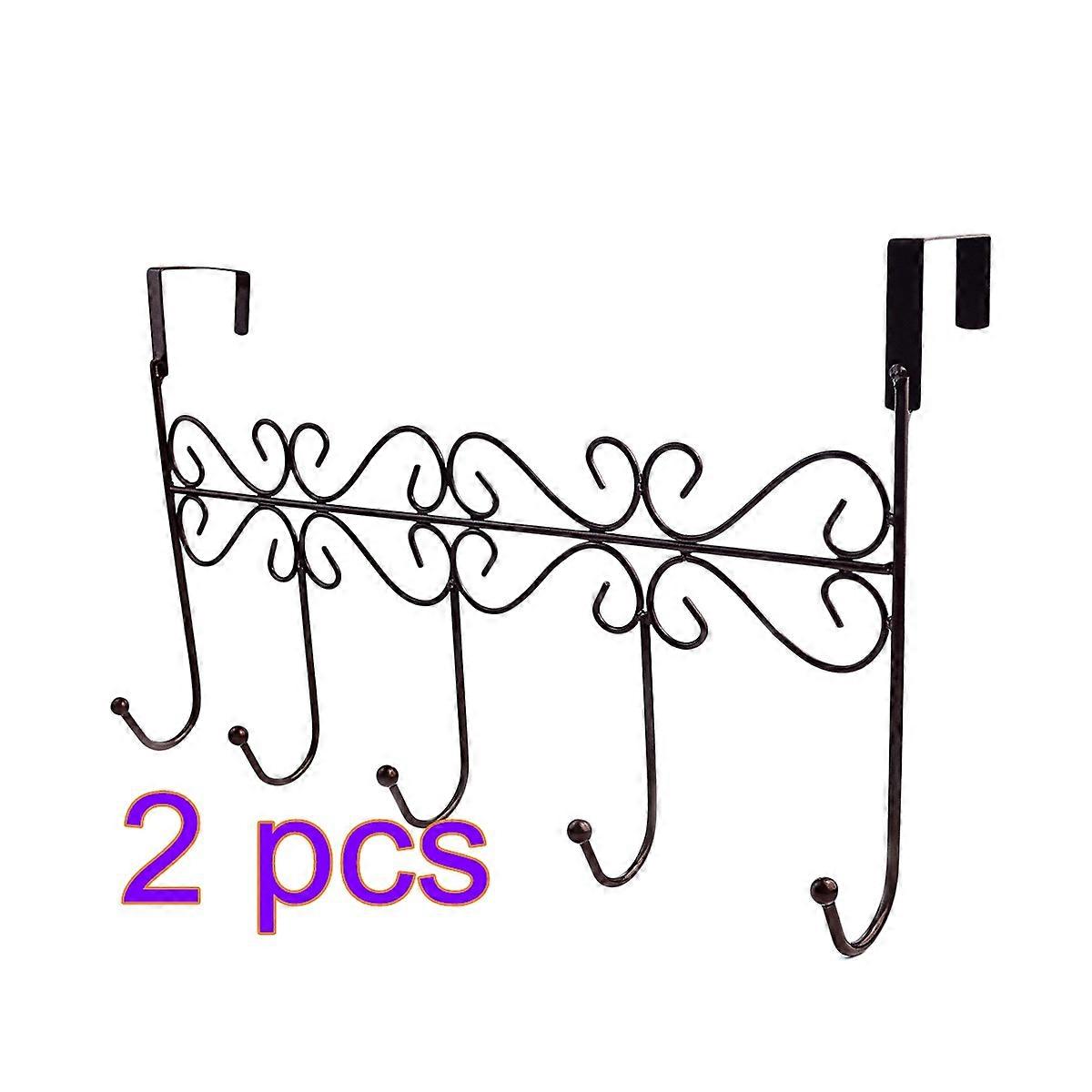 Multi-Function Over The Door Hook Wrought Iron Coat Hanger Rack