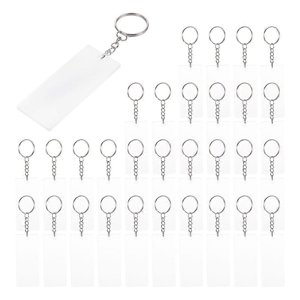 5Sets Acrylic Keychain Blanks DIY Decor Craft Rectangular Keychain Accessory