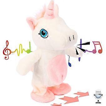 Talking Unicorn Repeats What You Say Walking Electric Interactive Animated Toy Speaking Plush Buddy Gift for Toddlers Birthday, 9.5'' 2025