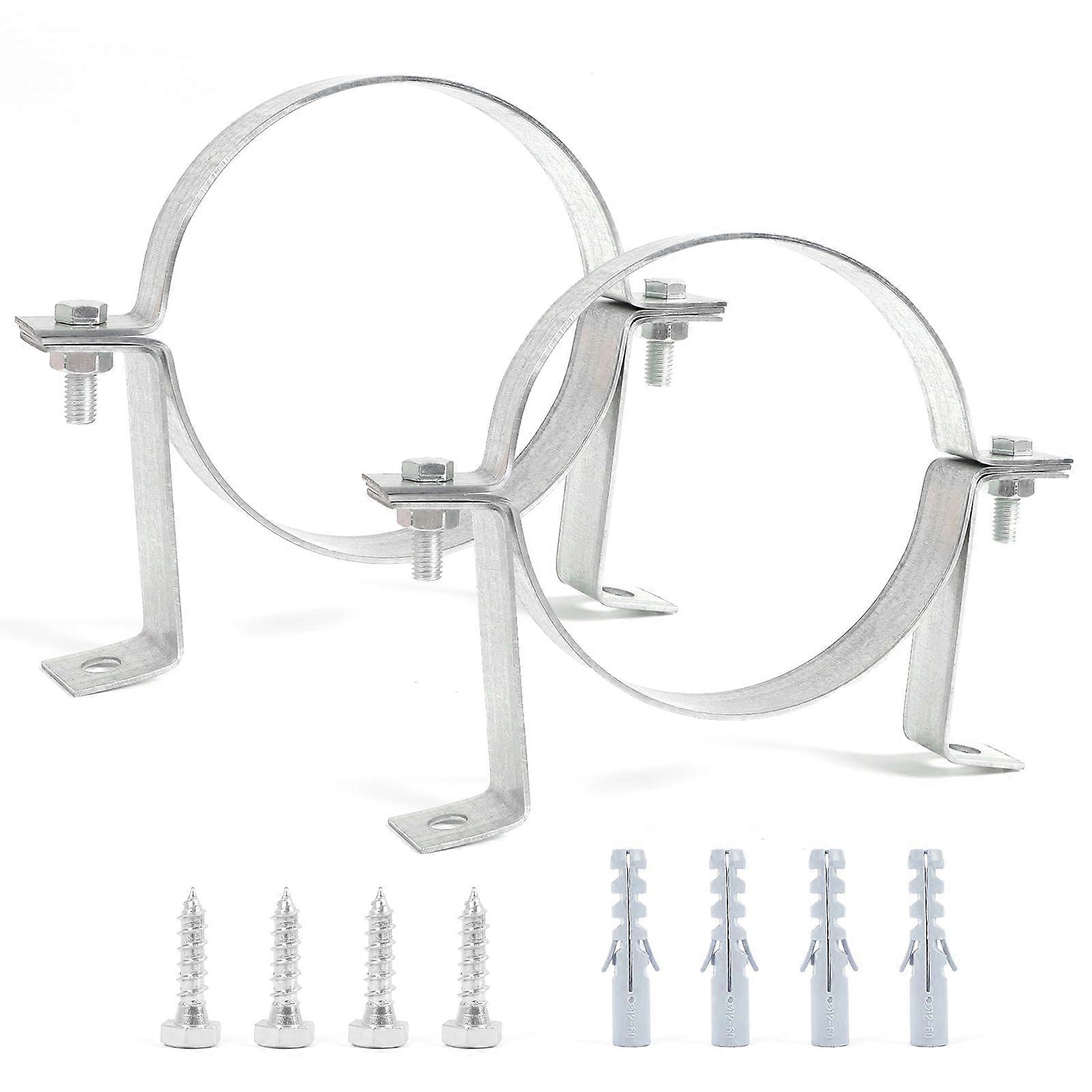 2 Pcs 6 Inch Vent Pipe Bracket Adjustable Chimney Wall Strap RustResistant Steel Holder