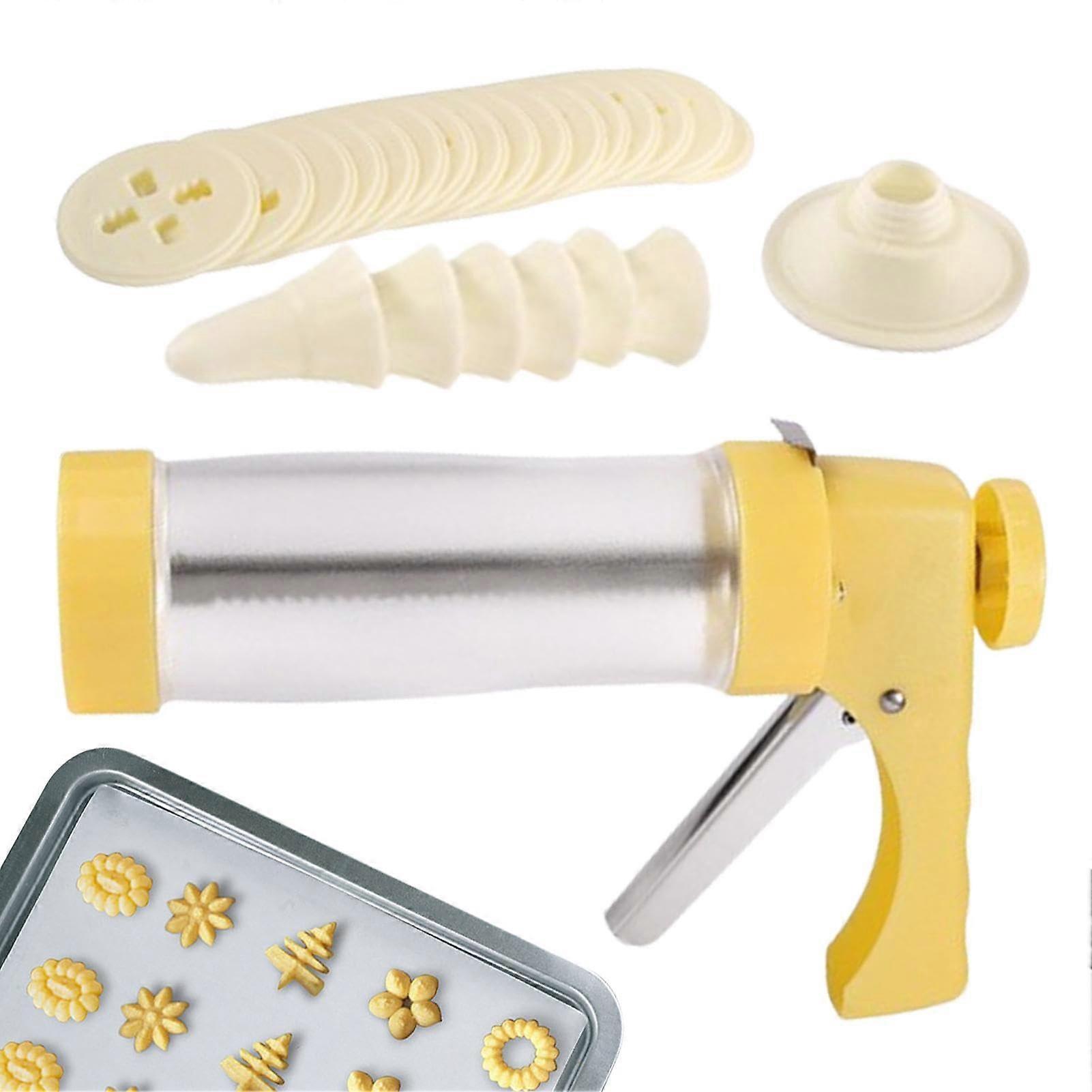 Cookie Press with Icing Tips, Stainless Steel Spritz Cookie Maker Kit for Multiple Designs and Easy Baking