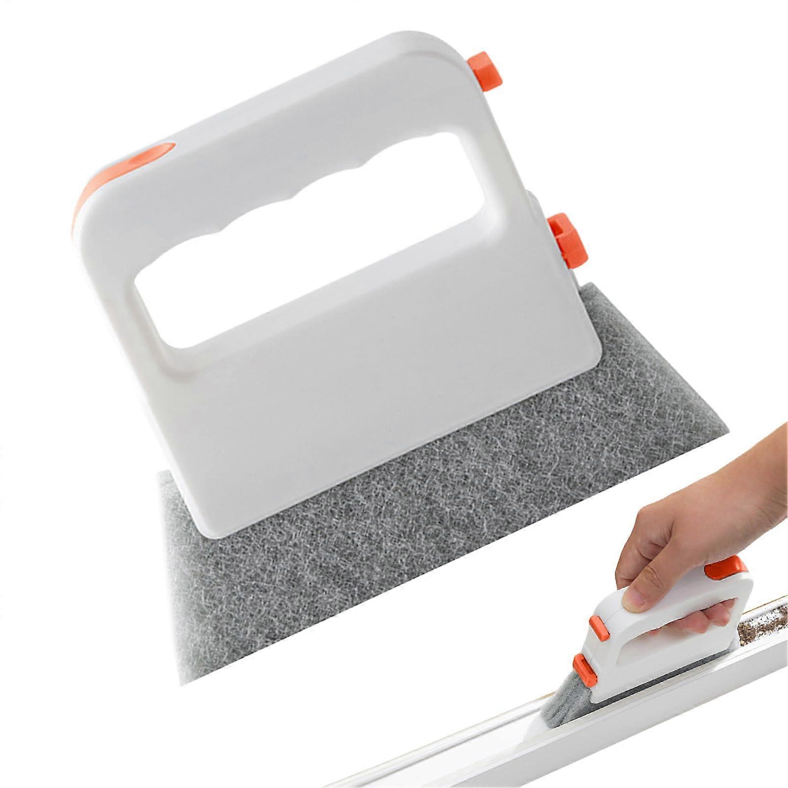 Window Track Cleaner with Removable Head and VShaped Brush, Reusable Microfiber Sliding Door Tool