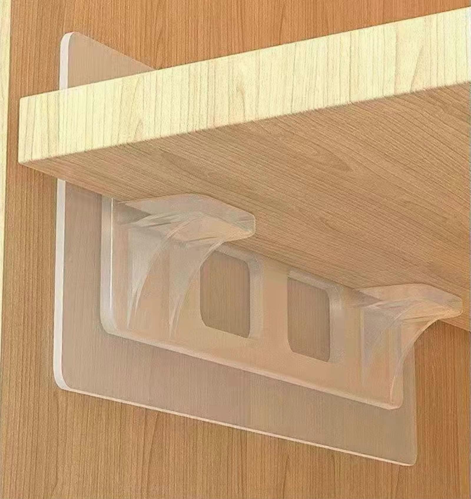 Self Adhesive Shelf Brackets No Drill Heavy Duty Clips for Cabinets Double Row Strong Support 8 Pack
