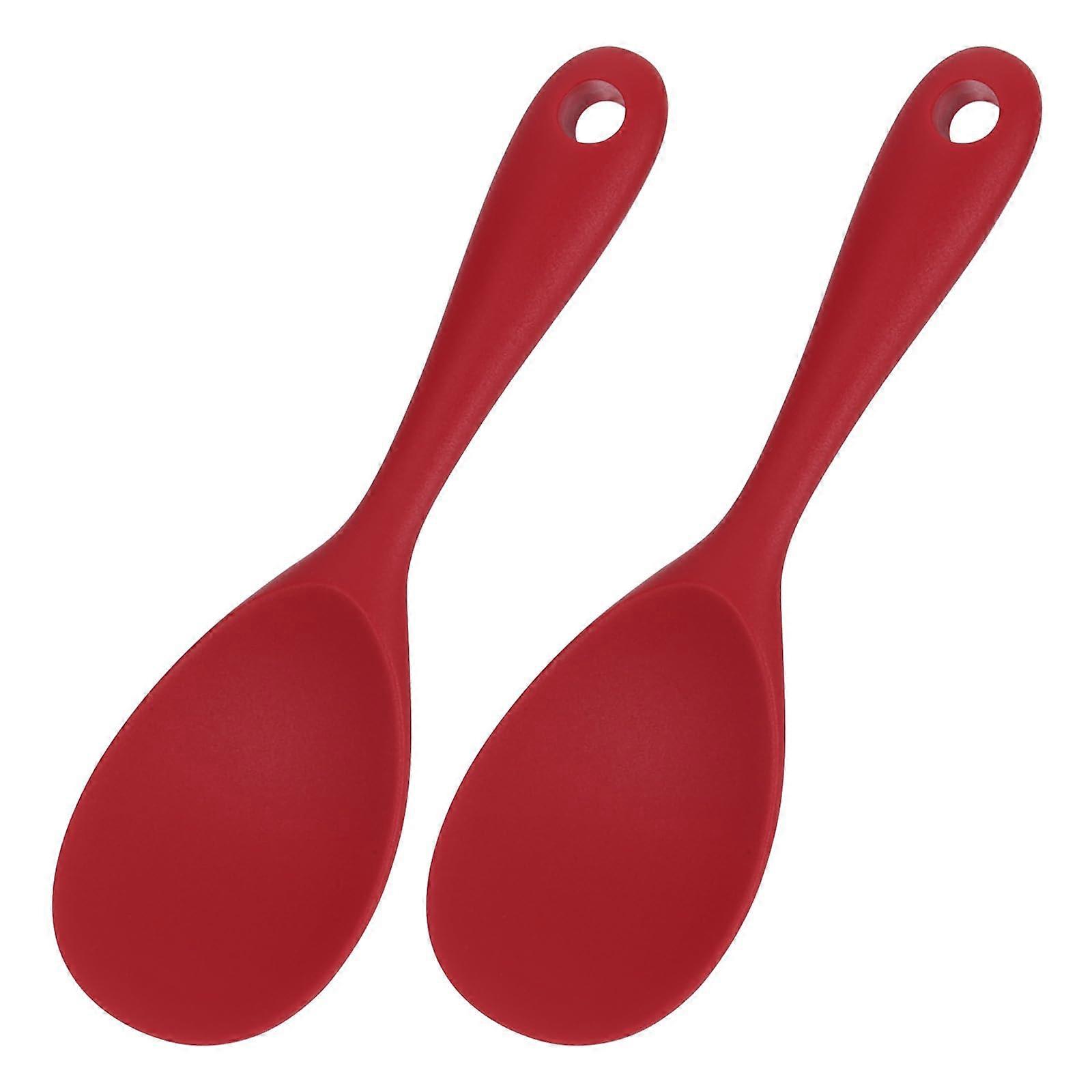 2 Pack Silicone Rice Paddle Set, NonStick Surface, Heat Resistant, Ergonomic Grip, Red