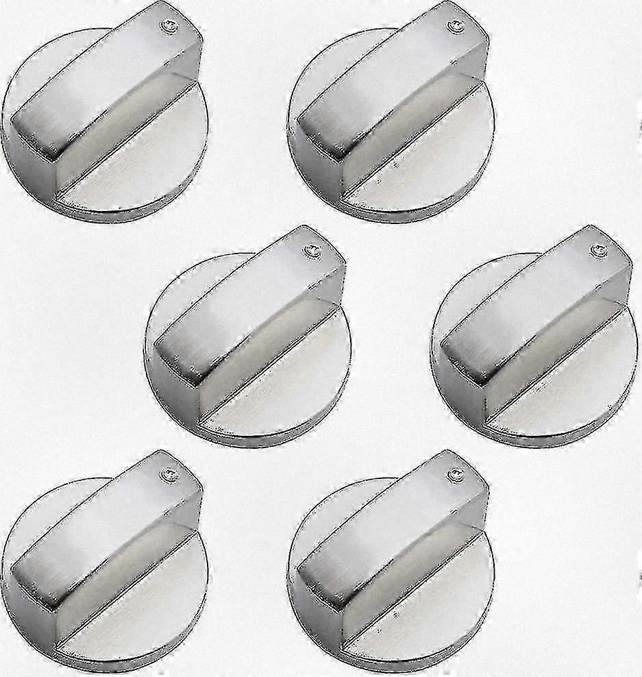 6-Pack Universal Gas Stove Knobs 6mm Replacement for Cooker Oven Hob, Durable Metal Control Knobs for Stove Accessories
