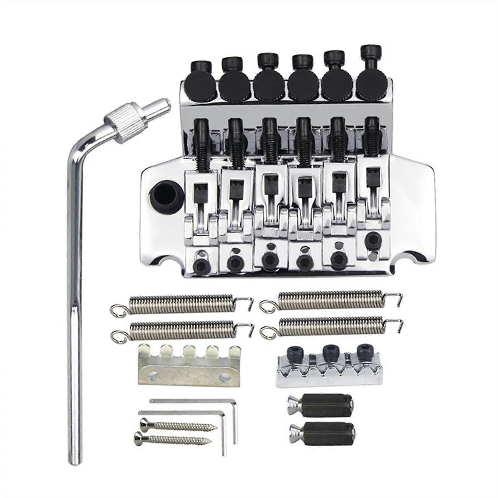 Silver Electric Guitar Tremolo Bridge Set with Double Locking System for Smooth Stable Tuning