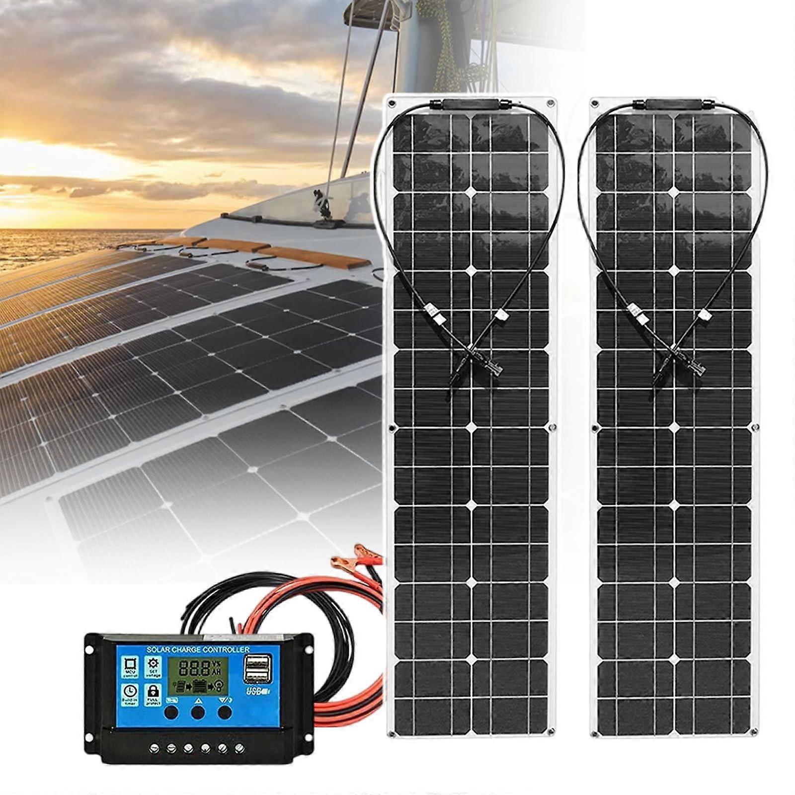 400W Flexible Solar Panel Kit with Controller 40A, Lightweight Weatherproof for Camping RV Boat
