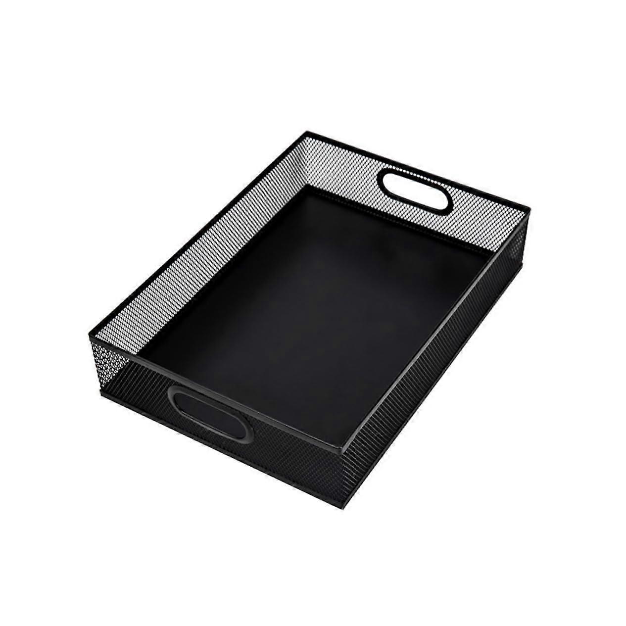 Black Iron Mesh Desk Organizer Tray for SpaceSaving File Storage and Desktop Document Holder