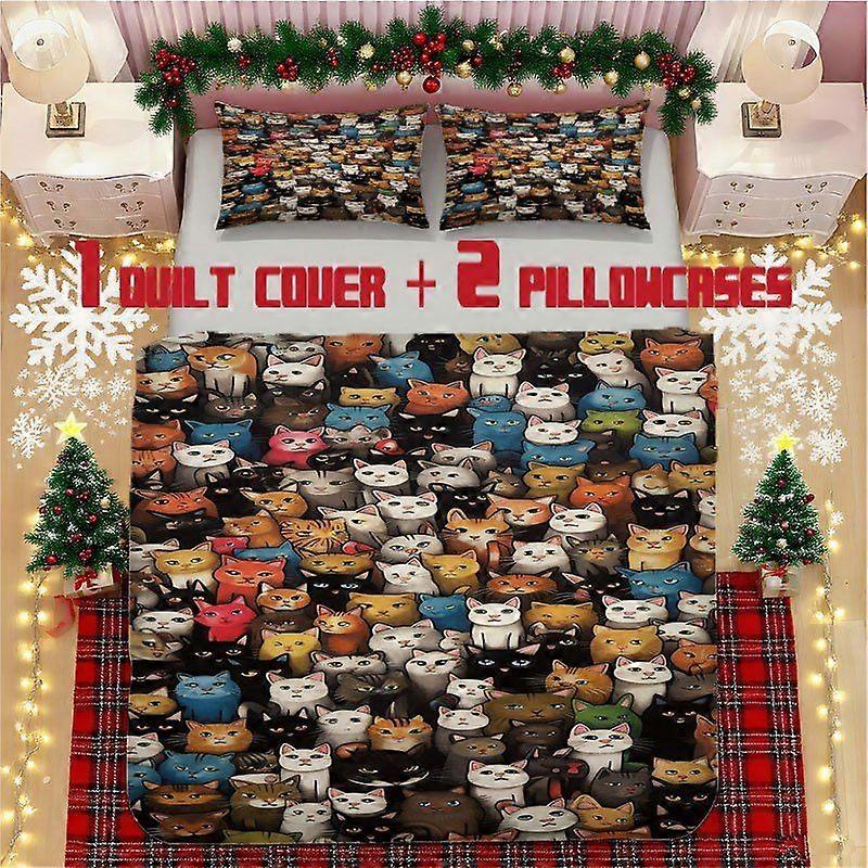 Cat Illustration Soft Printed Bedding Polyester Fabric Decorative & Warm