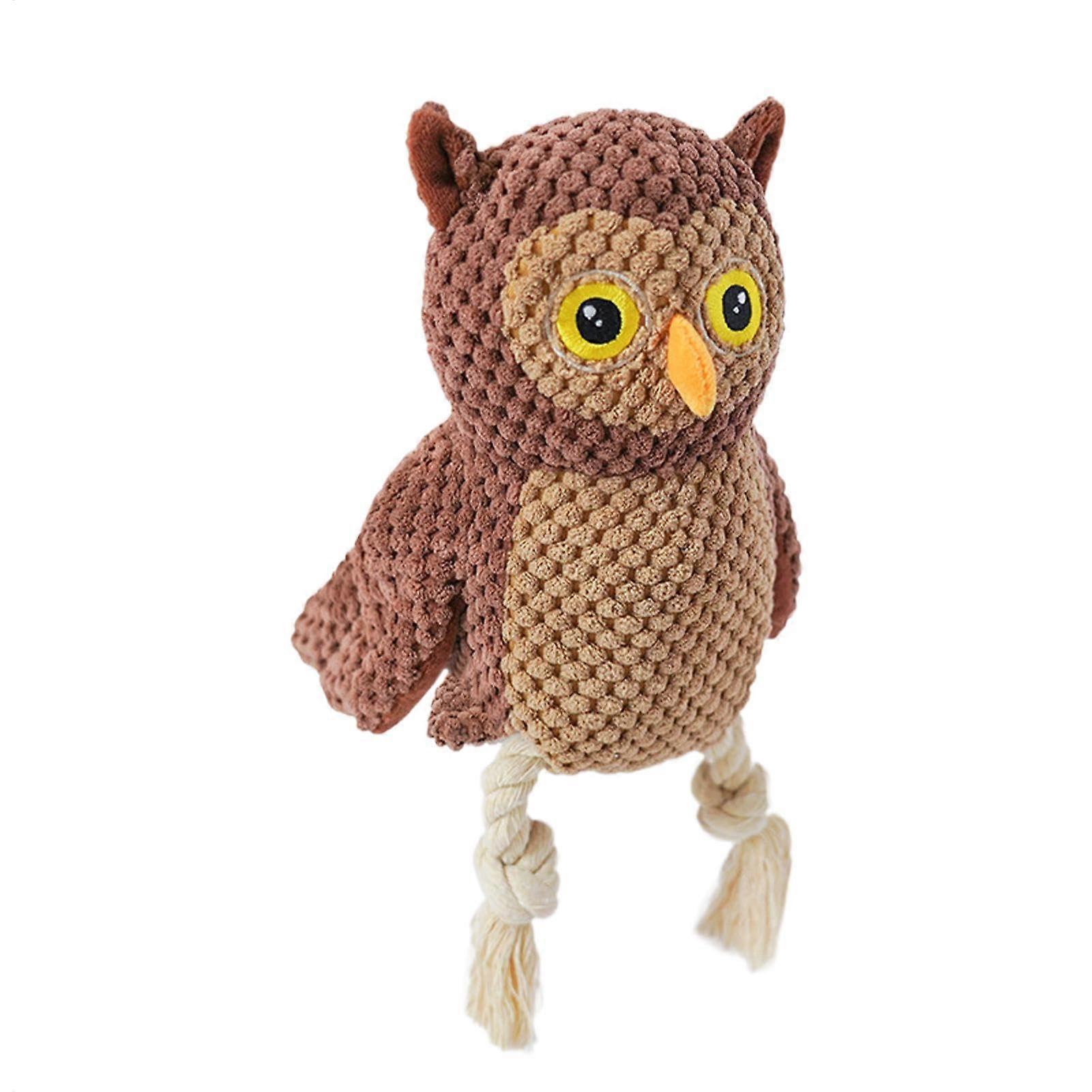 Durable Plush Owl Dog Chew Toy with Interactive Squeaky Design for Small Medium Large Dogs