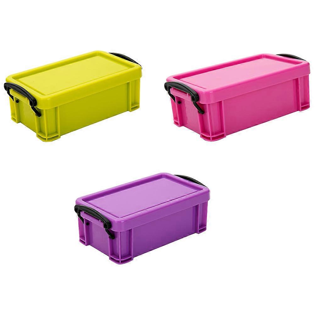Storage Bin Small Plastic Storage Container Home Storage Assorted Color Rectangular 5.50X3.1X2.04Inch 3Pcs