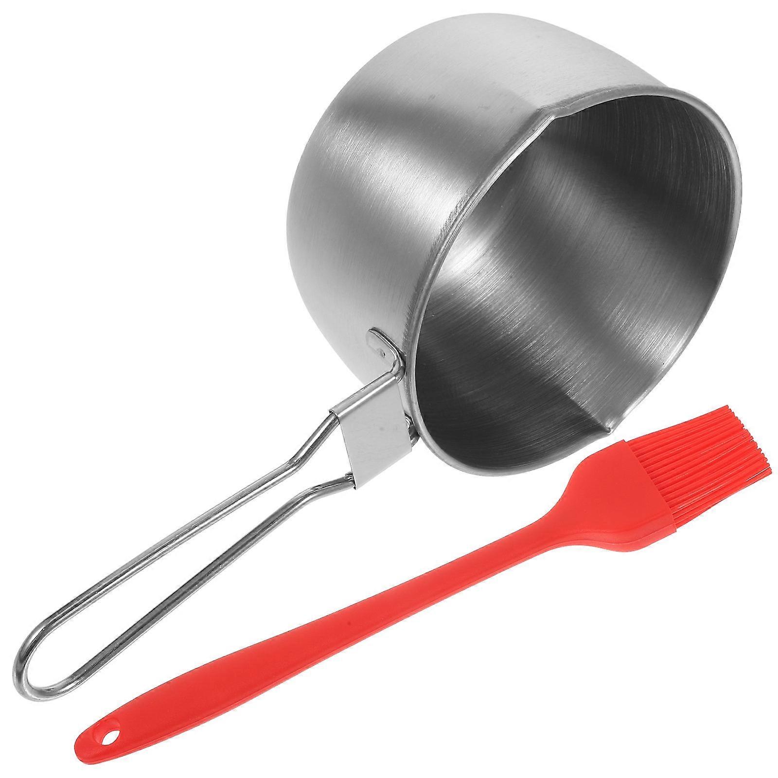 Long Handle Saucepan with Silicone Brush for Kitchen Supplies 1Set