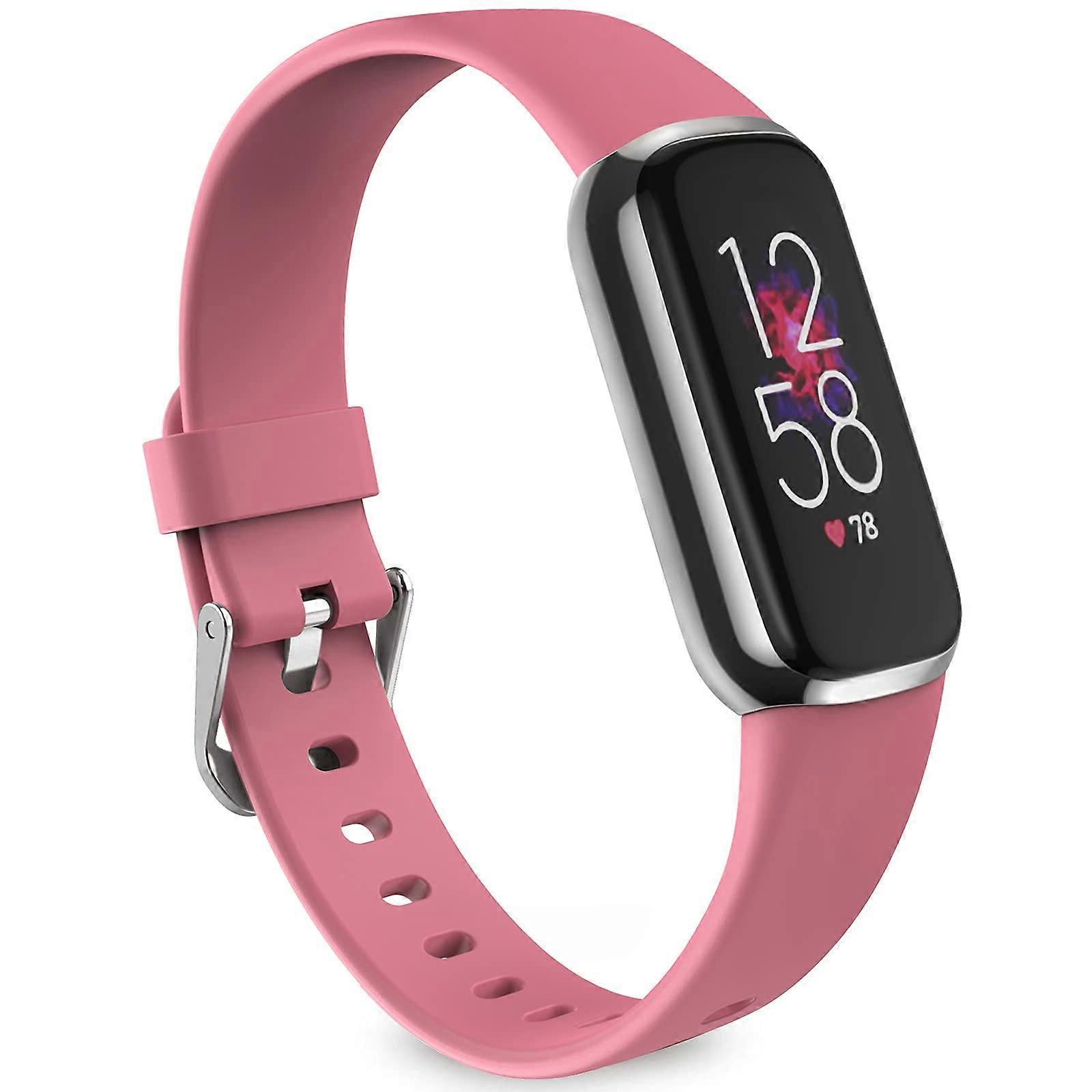 2Pack Small Pink Waterproof Breathable Silicone Strap Replacement for Fitbit Luxe Smartwatch