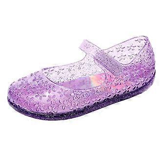 Girls Slippers Fashion Closed Toe Non- Soft Sole Jelly Princesses Shoes Girls Soft Indoor Slippers,Purple,4.5-5 Years