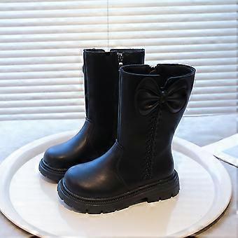 Mädchenstiefel, Stiefel, mittelhoch, mit seitlichem Reißverschluss, Leder, Punk-Gothic-Stil, für größere Kinder, Kleinkinderstiefel, Z02 Schwarz, 10-11 Jahre