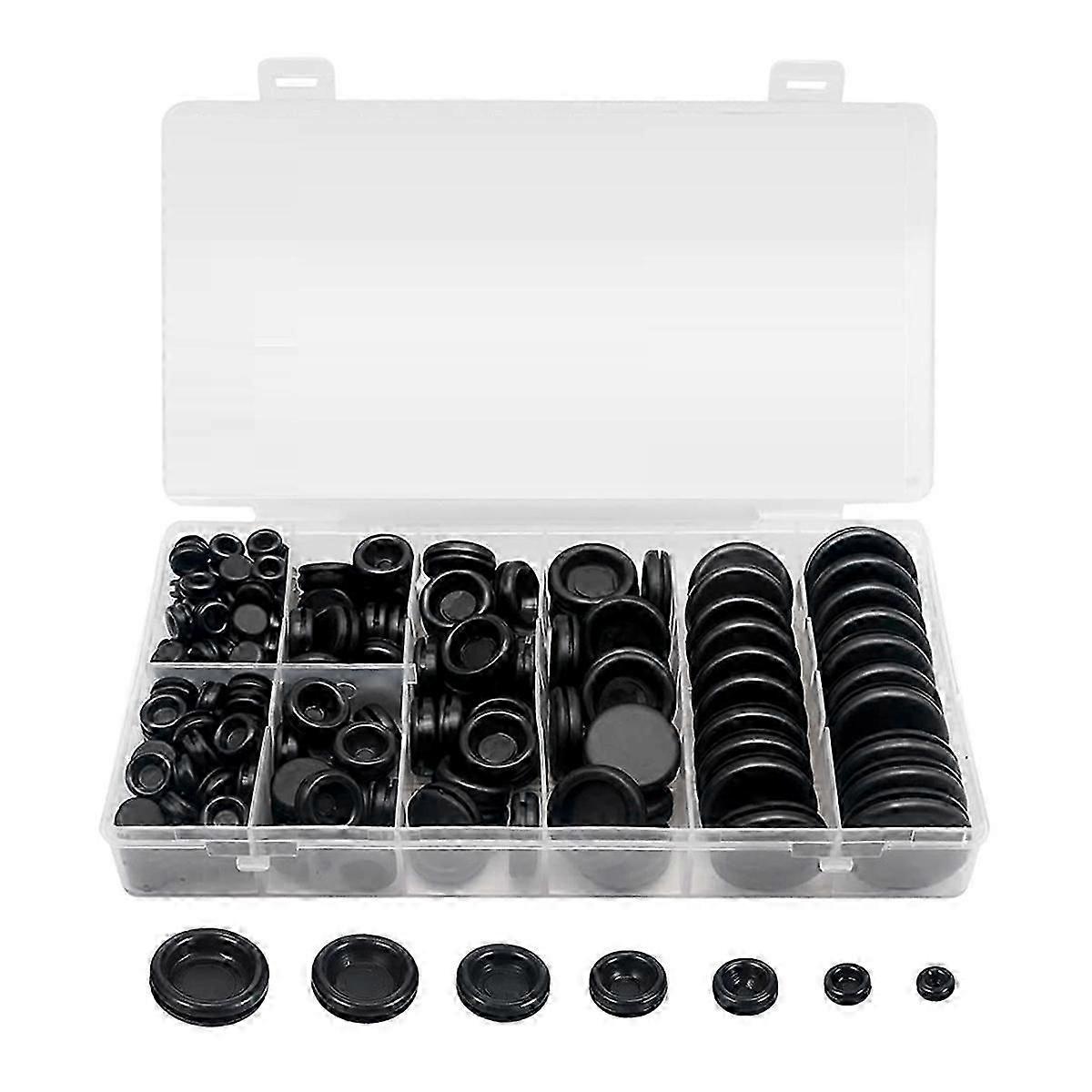188 Pieces Closed Rubber Grommet Firewall Solid Closed Hole Plug Assortment Kit for Wire Electrical