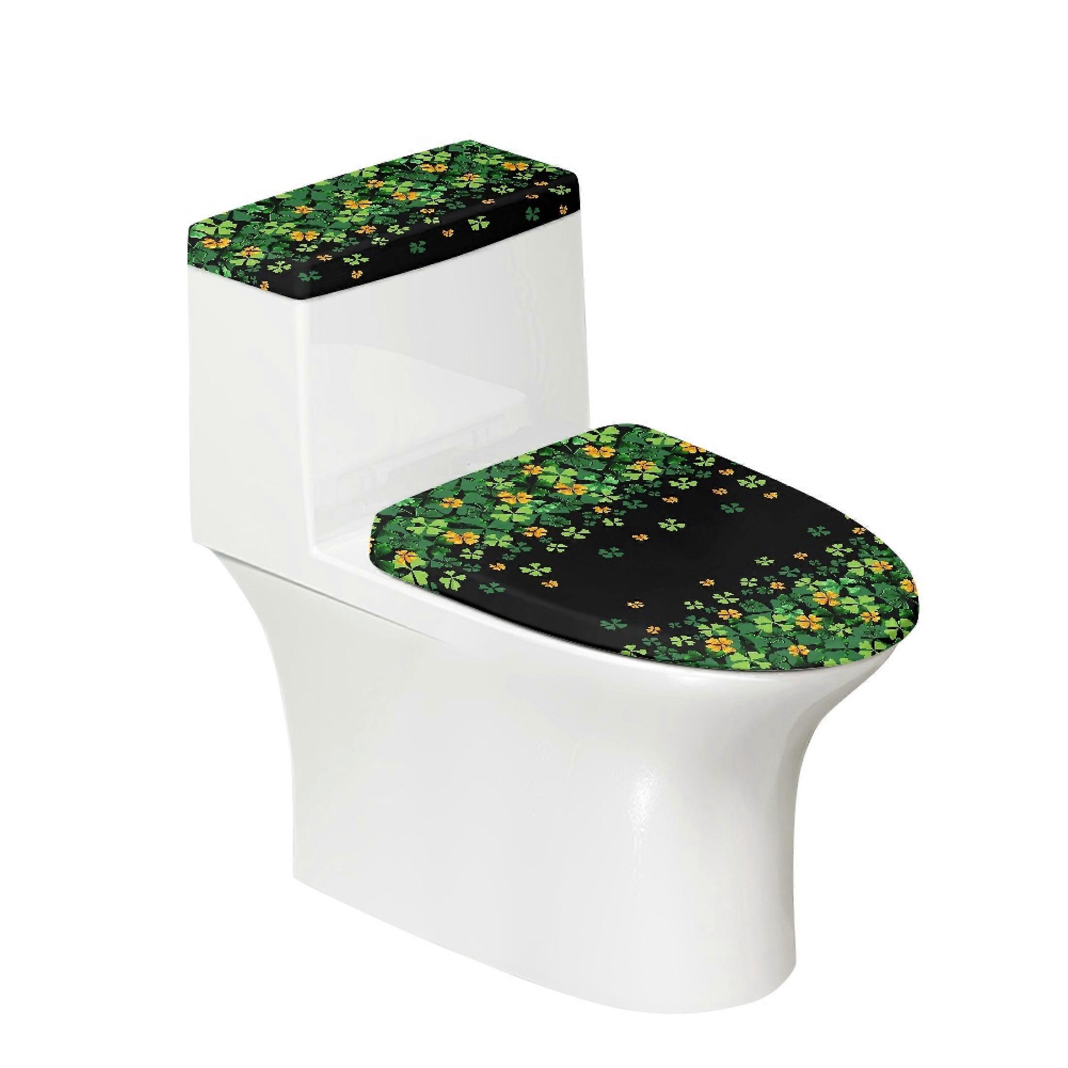 Toalettlock och elastiskt bottenlock för toalett, polyester, elastisk montering, Shamrock Field