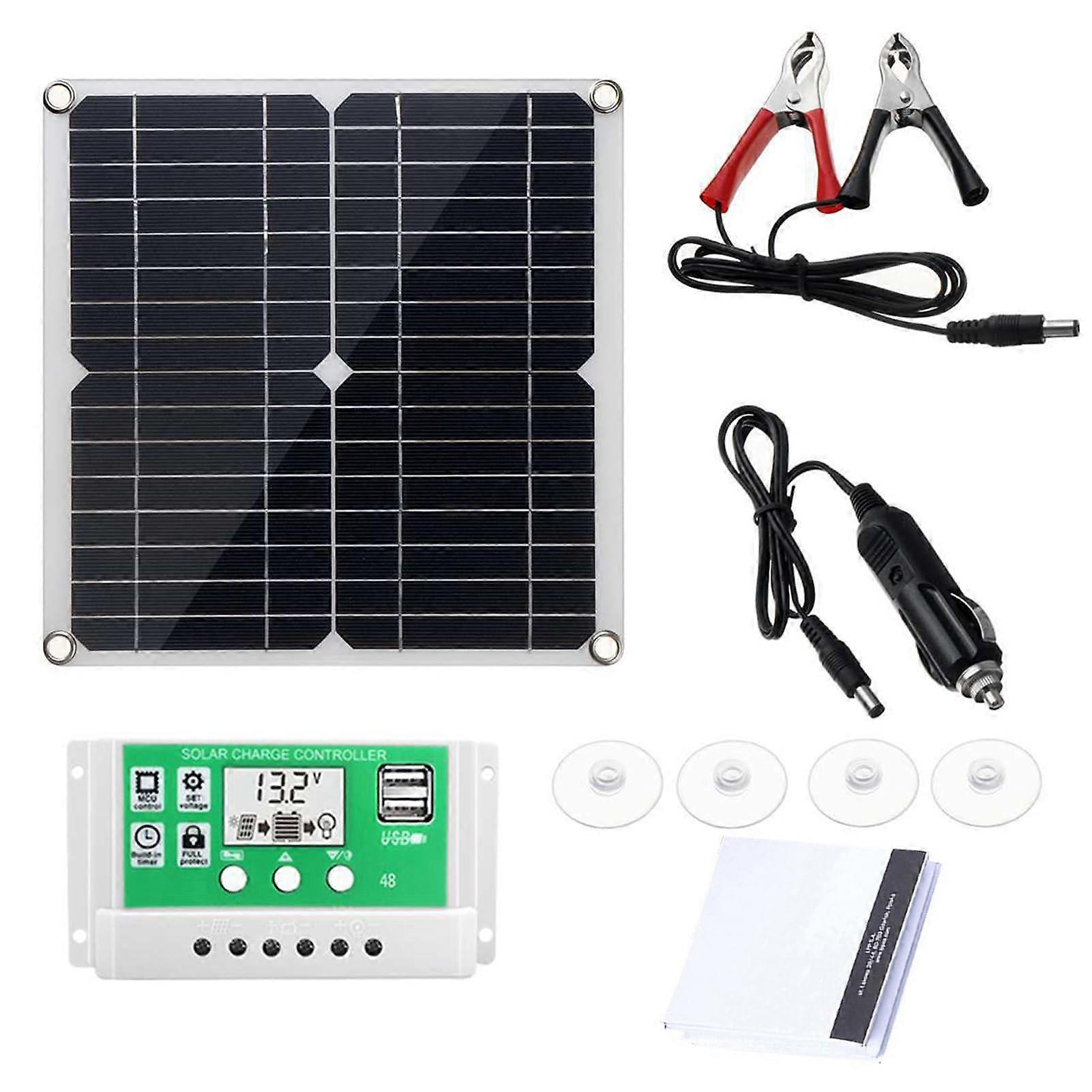 12V Monocrystalline Solar Panel Kit with Controller IP64 Waterproof  Conversion for RV Boat