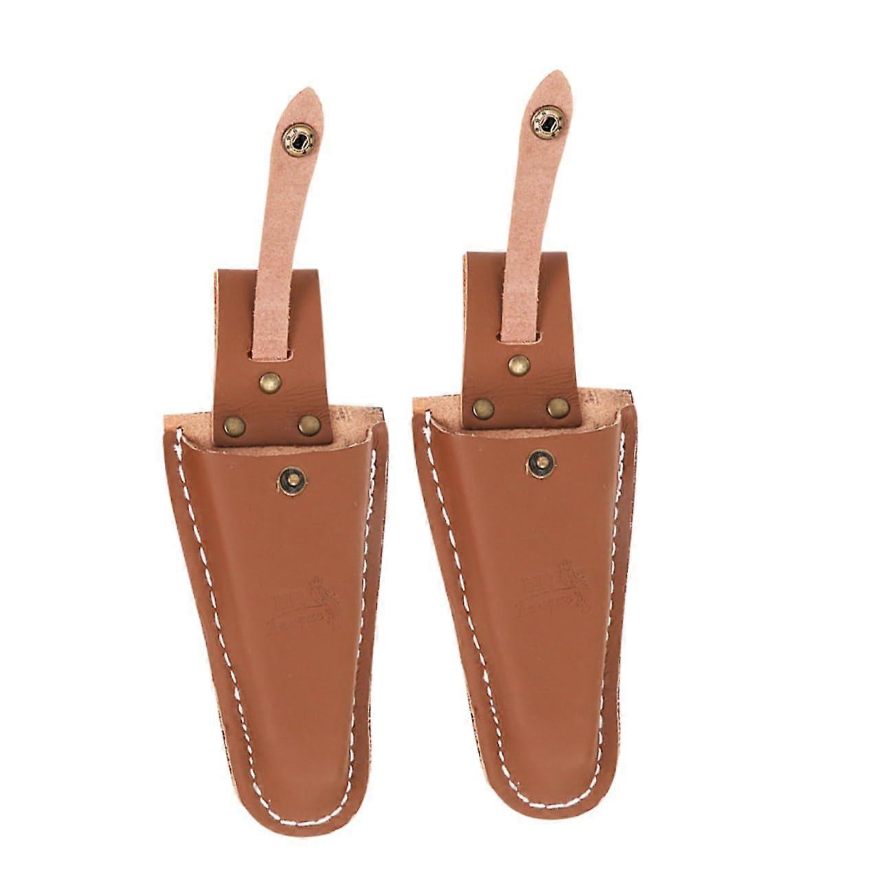 2pcs Leather Pruning Shear Cover Gardening Tool Sheath with Secure Blade Shield