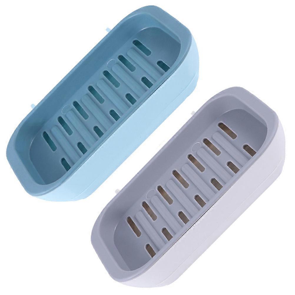 Wall-Mounted Soap Box Three-Layer Soap Storage Case for Bathroom Use 2Pcs