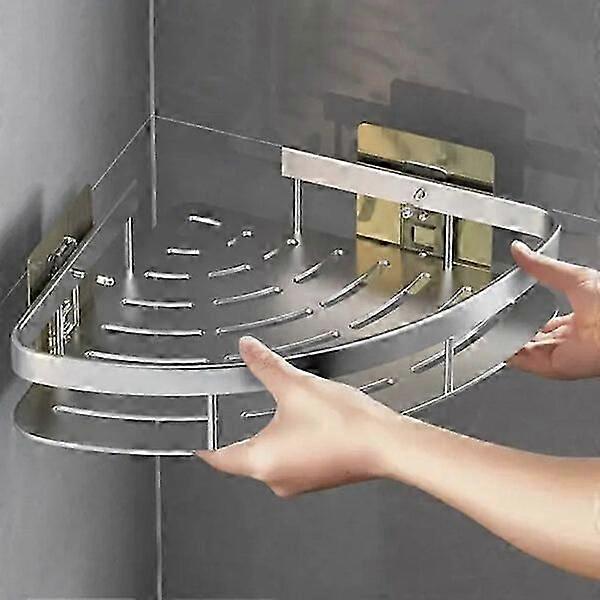 Wall-mounted shower corner rack, single-layer design, a multi-functional storage helper