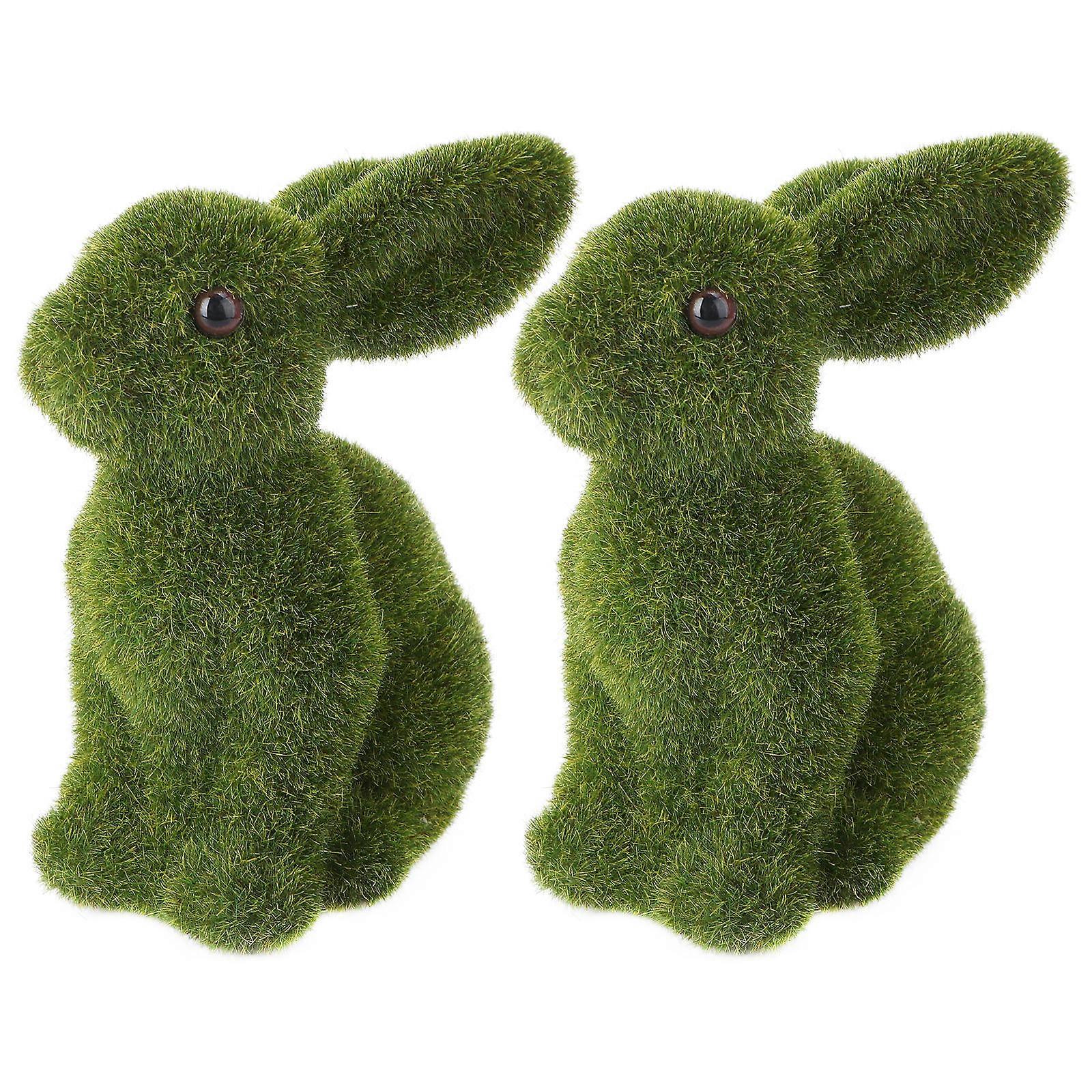 2pcs Decorative Rabbit Model Adornment Easter Simulation Rabbit Ornament