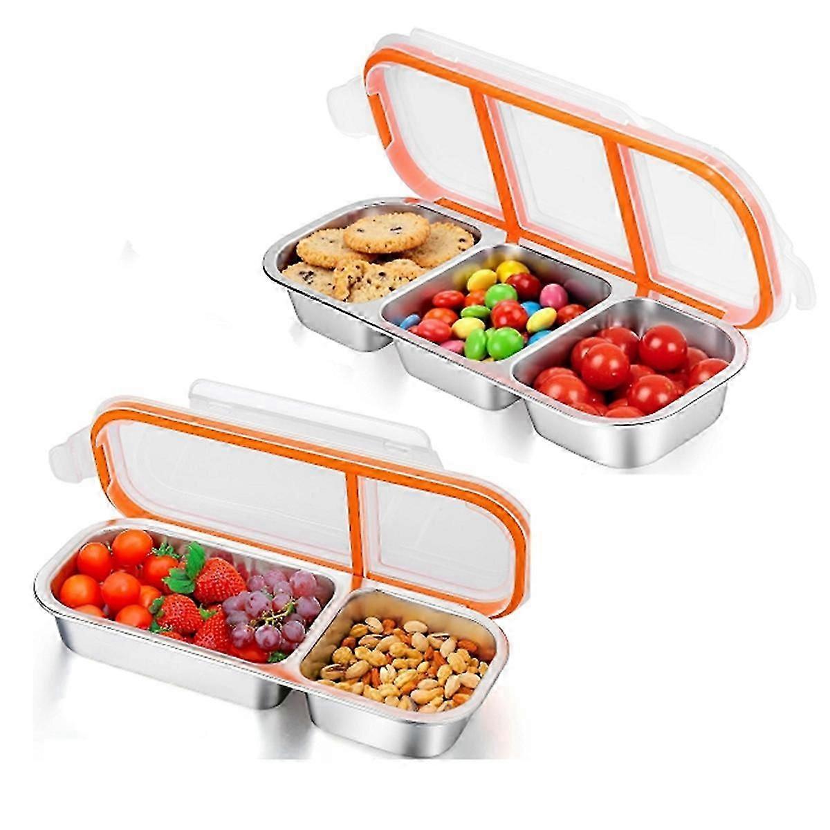 2pcs Stainless Steel Snack Containers Reusable