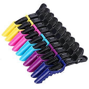 Hårklämmor för kvinnor från HH&LL Breda tänder och dubbelhängd design Alligator Styling Sektionsklämmor av professionell frisörsalongkvalitet - 10Pack (Mixi