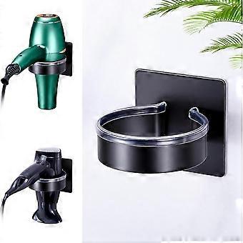 Wall Mounted Hair Dryer Holder, Hair Dryer Rack, Easy Installation Self-Adhesive Hair Dryer Holder for Bathroom, Hair Salon (Black)