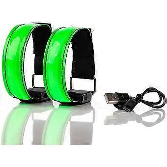 Oplaadbare LED-veiligheidsarmband met knipper- en statische stand, reflecterend hardlooplicht (2 stuks) 26-27