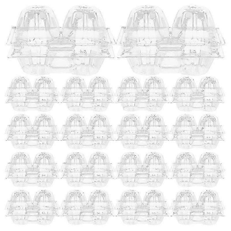 100pcs 2-Slots Egg Package Box Clear Chicken Egg Container Cartons