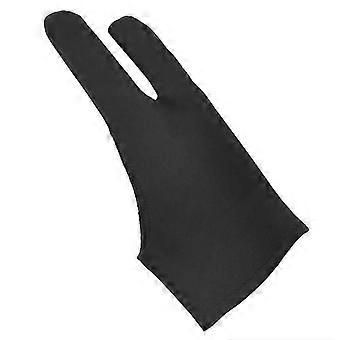Artist Glove for Drawing Black 2 Finger Anti-fouling Painting Digital Tablet,H