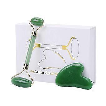 Jade-Gesichtsroller und Gua-Sha-Set für die Hautpflege, reduziert Schwellungen und verbessert die Hautabsorption
