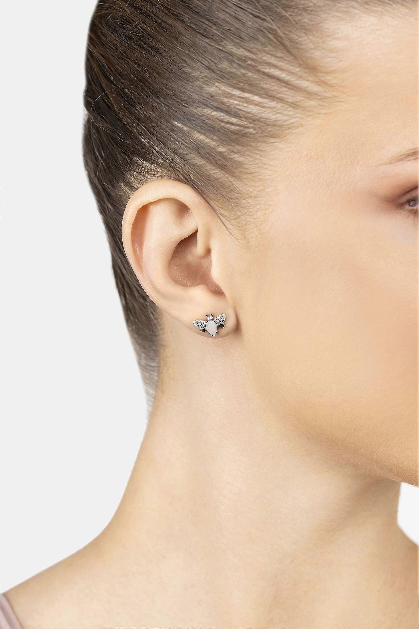 Busy Bee White Opal Stud Earrings by Latelita for Women in Sterling Silver