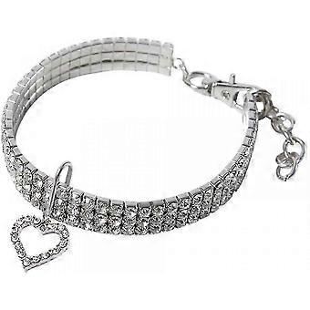 Adjustable Rhinestone Dog Cat Collar Necklace with Paw Pendant Charm