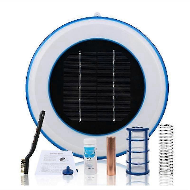 Solar powered purifier for swimming pool algae resistance