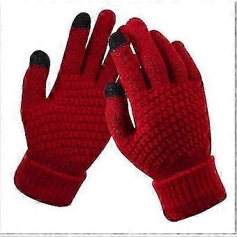 2 paar dames winterhandschoenen met touchscreen-manchet, winterhandschoenen voor sms'en (zwart + grijs, maat 26-27)
