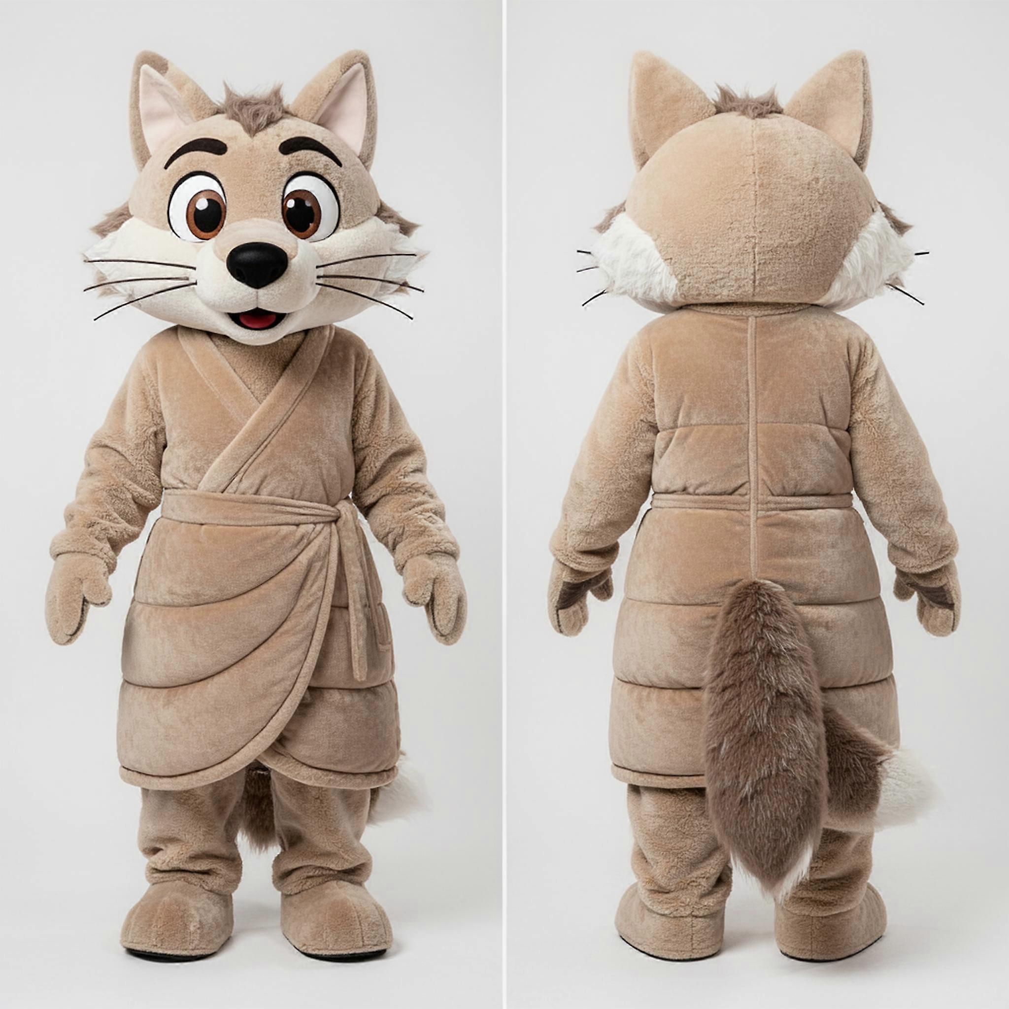 MASTICOT Beige Plush Wolf Mascot
