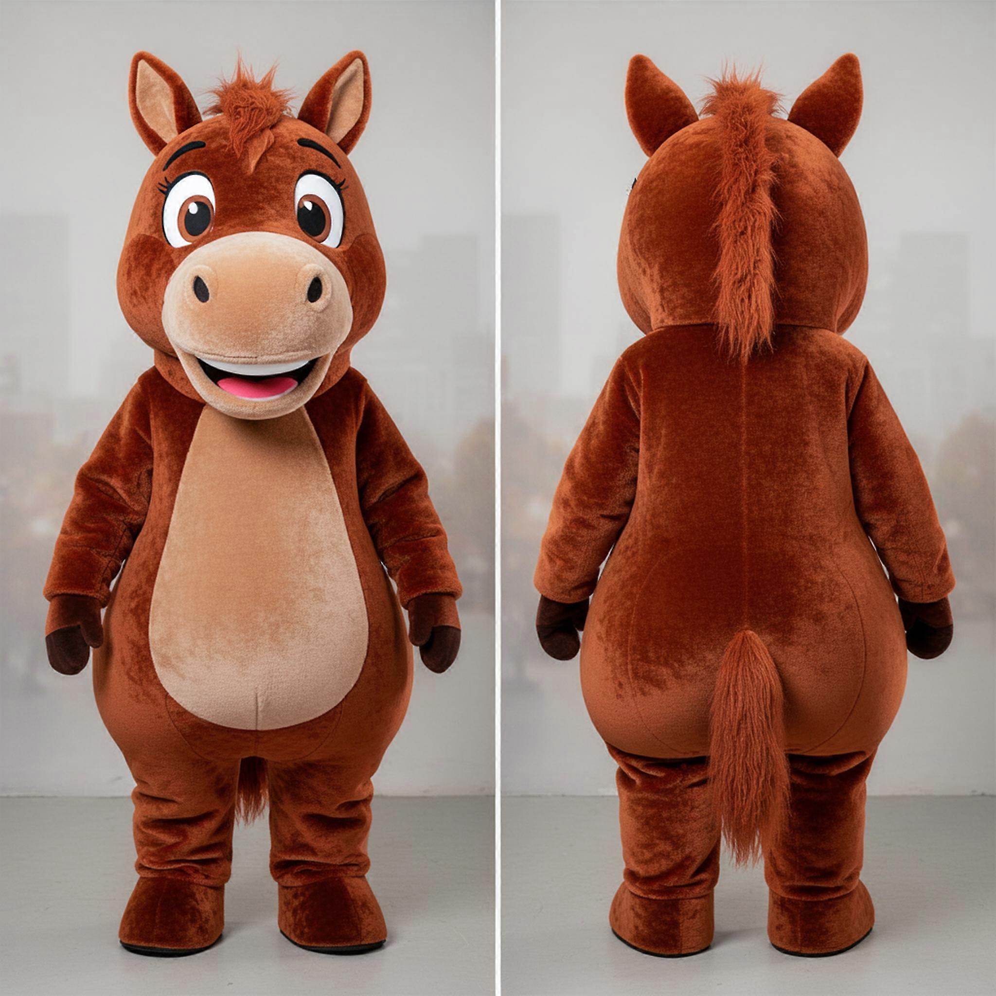 MASTICOT Rust Brown Velvety Horse Mascot